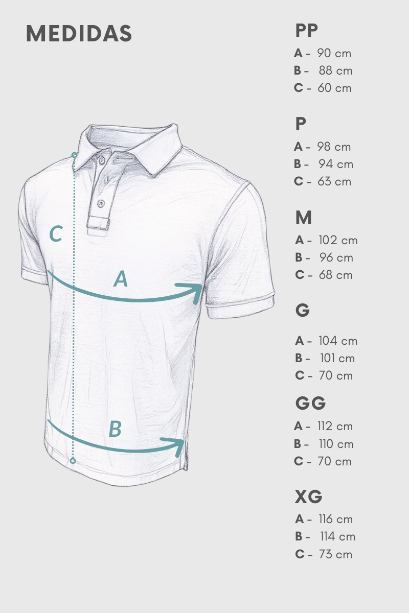Guia de Medidas - Polo Slim Fit
