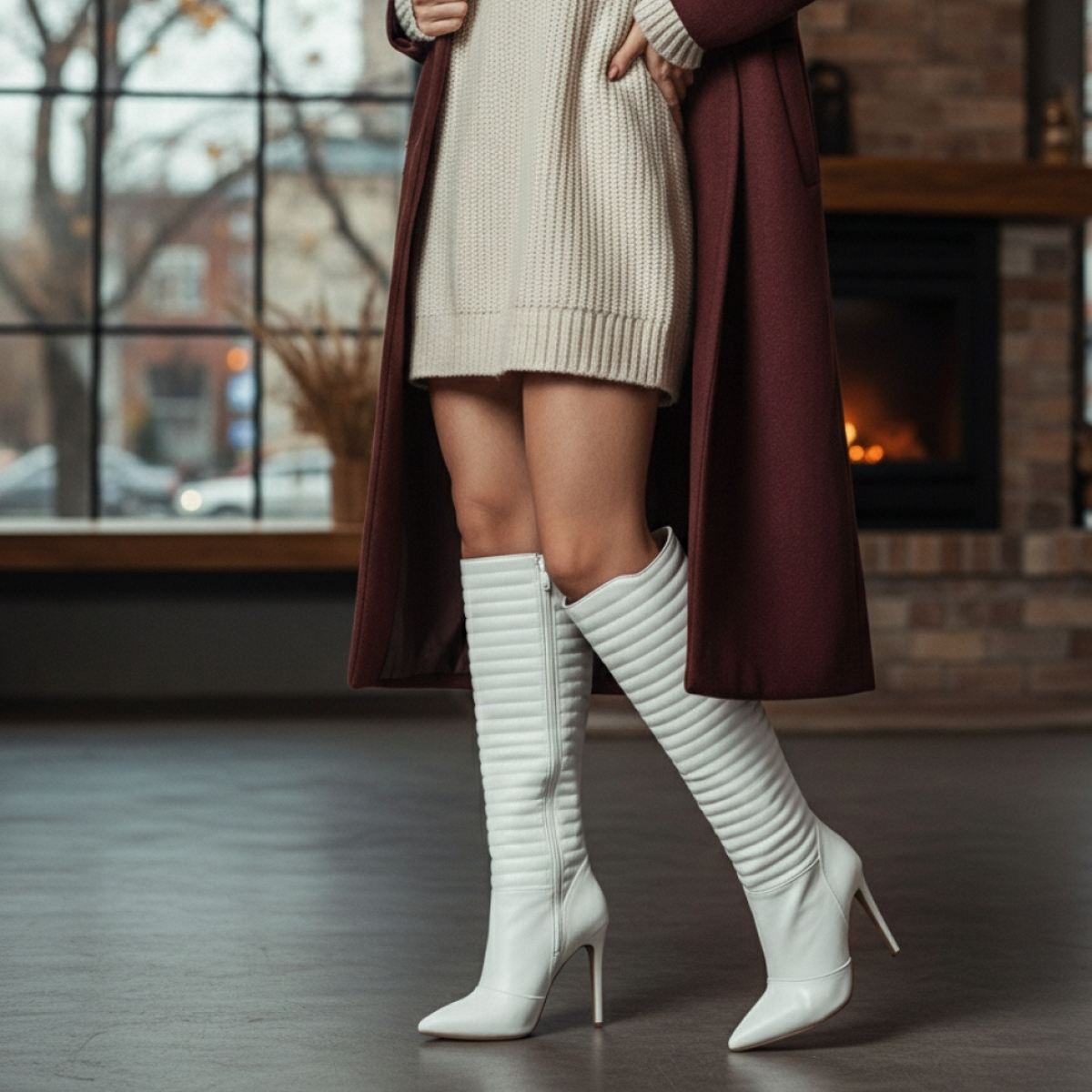 Bota feminina cano alto preta em napa com acabamento matelassê. Modelo com salto fino de 12 cm, zíper lateral e forro cacharrel confortável. Ideal para looks sofisticados.