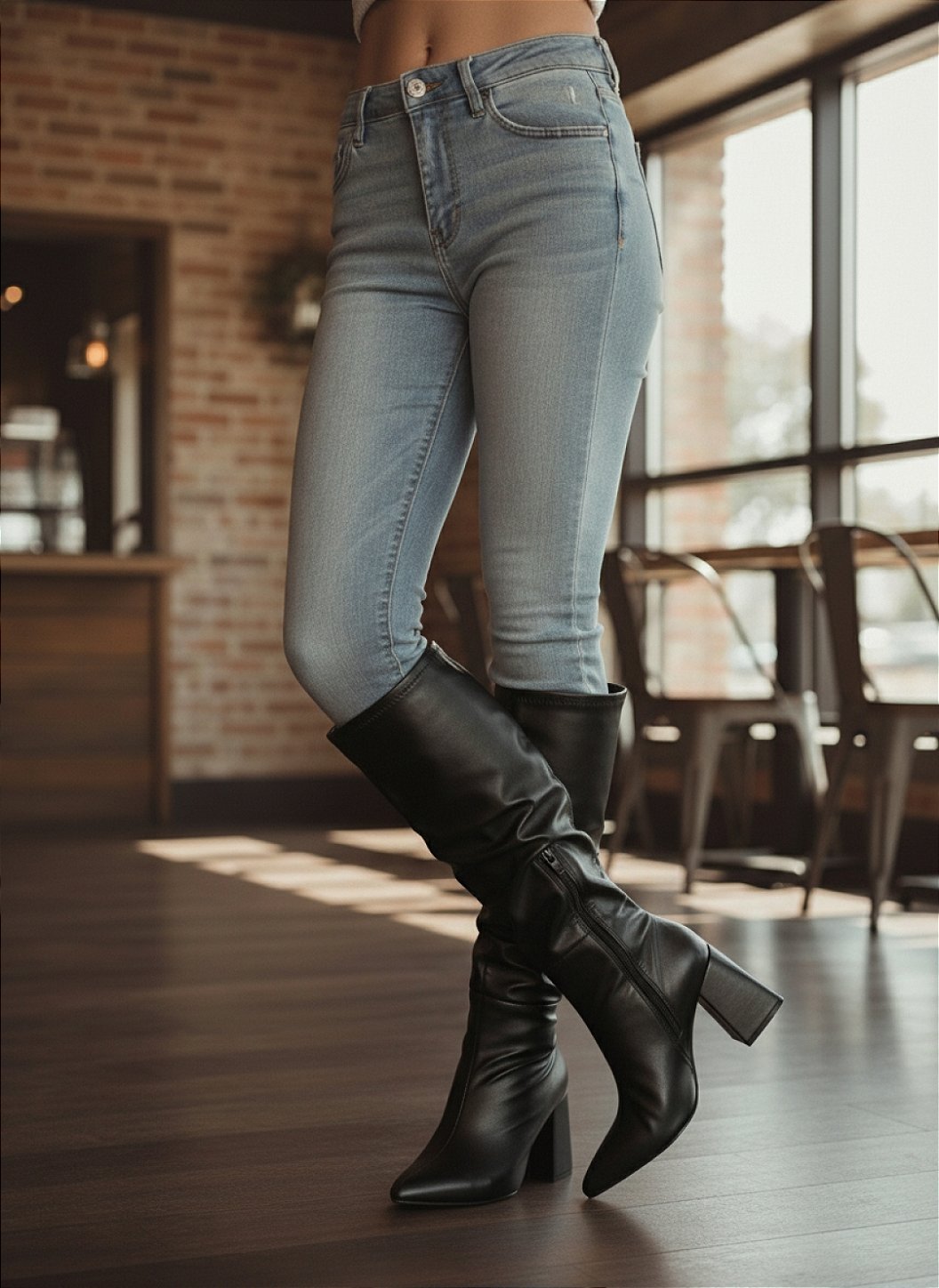 A Bota Franzida Cano Alto Feminina é o calçado ideal para mulheres que não abrem mão de conforto e estilo.  Com seu design moderno e elegante, é perfeita para diversas ocasiões,  desde um passeio descontraído até eventos mais formais.