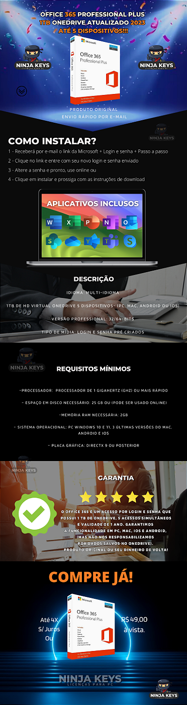 Windows 11 Pro + Office 365 Pro 1 Tera Ondrive ( 5 Dispositivo )