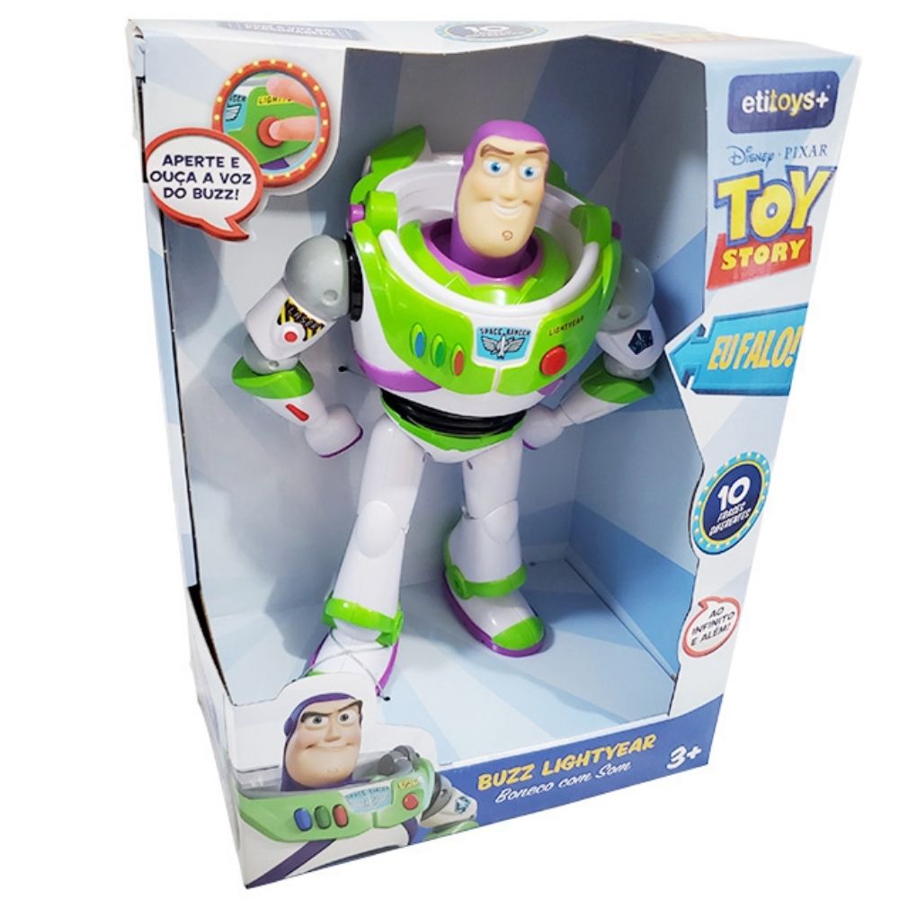 Boneco Buzz Lightyear Toy Story Com Luz e Som Fala 10 Frases