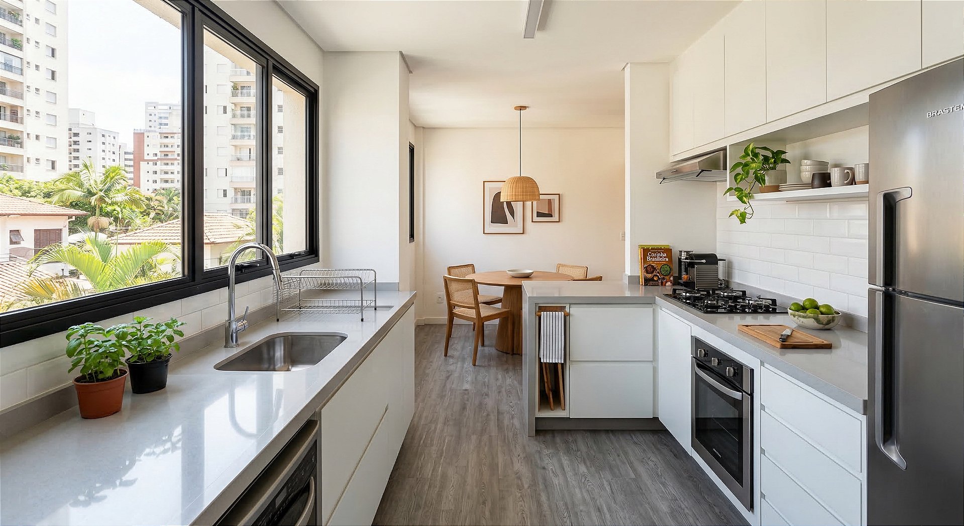 Piso vinílico moderno em cozinha