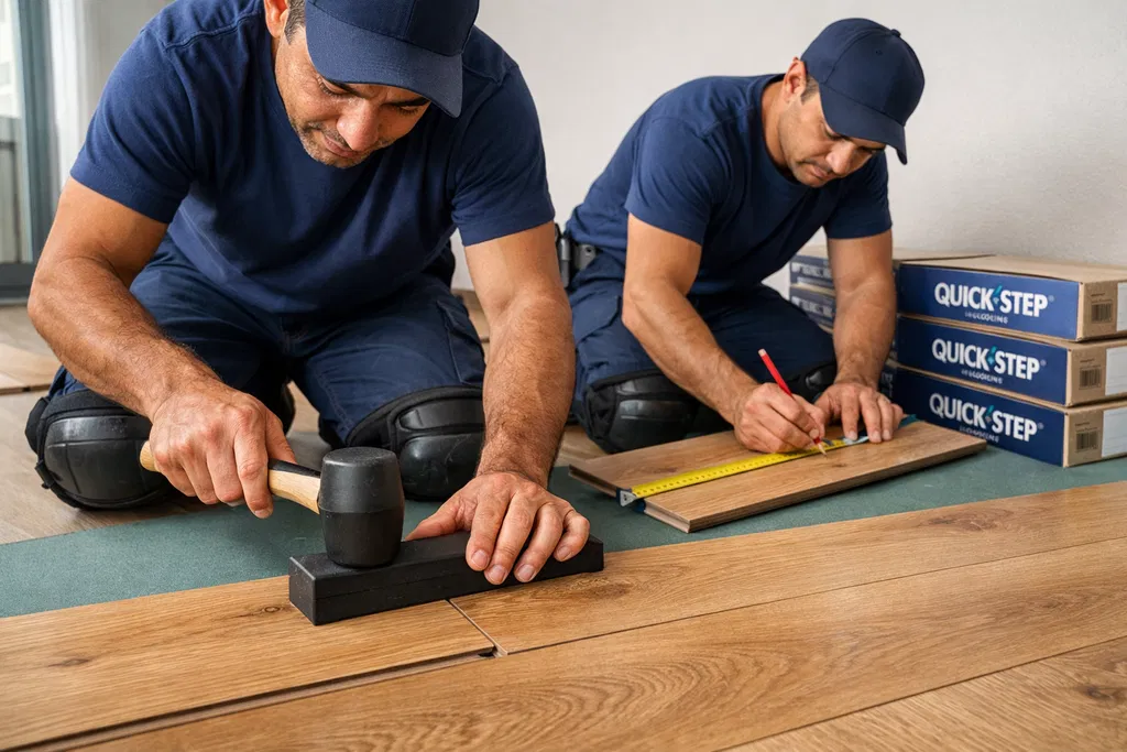 Piso laminado Quick-Step Impressive instalado em quarto de alto padrão no Rio de Janeiro