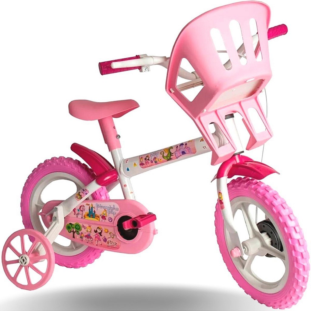 Bicicleta Infantil Aro 12 Infantil Menina Princesinha Rosa - Uppistore