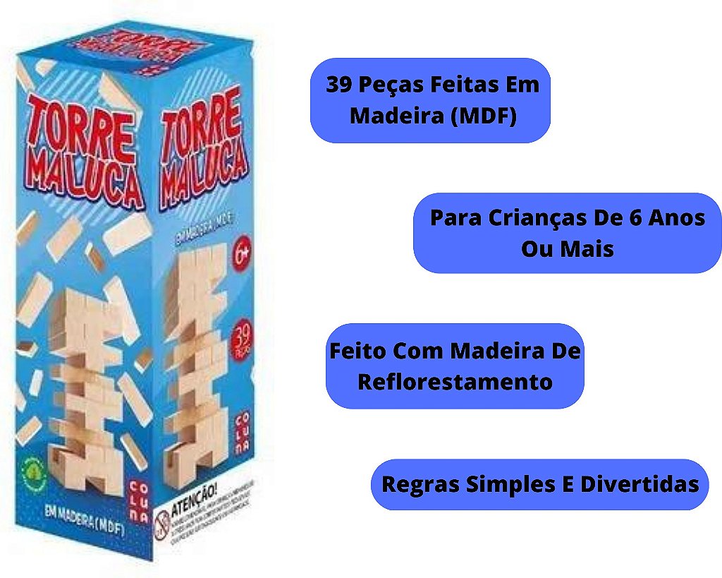 JOGO TORRE MALUCA COLUNA 39 PECAS