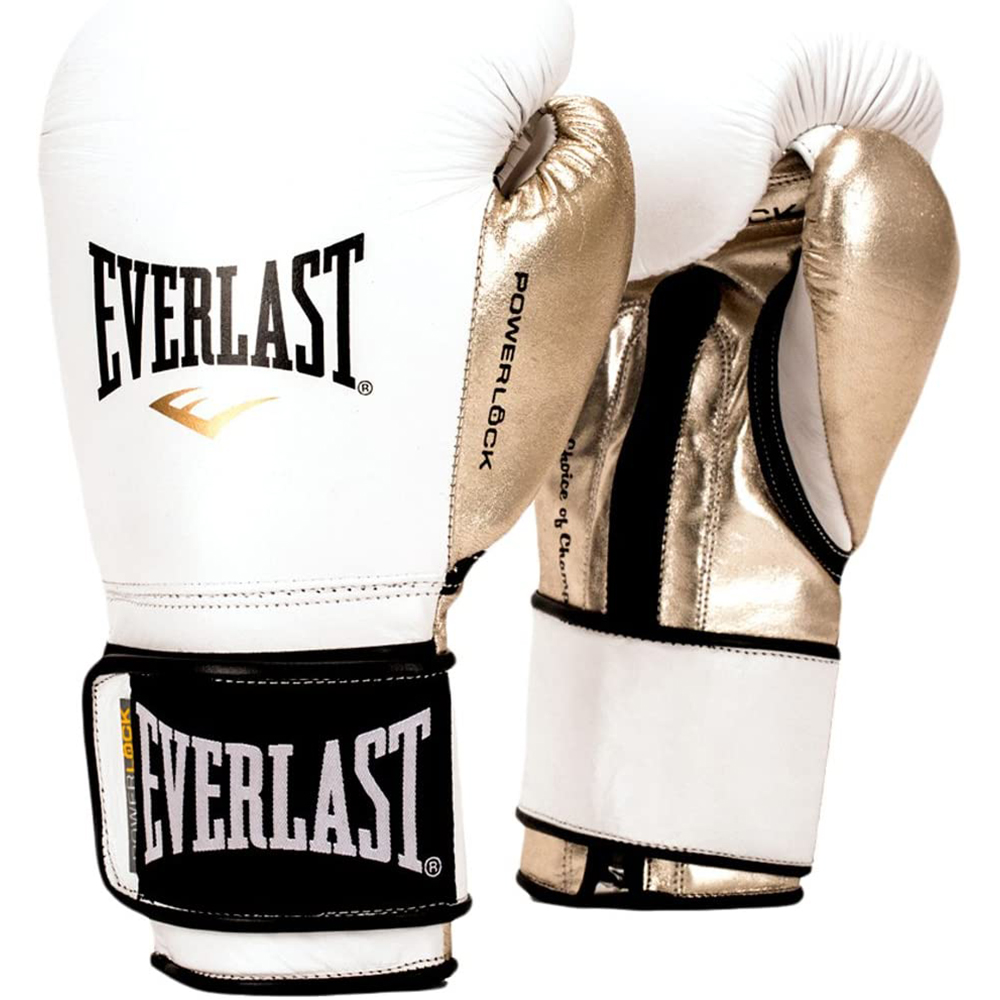 Luva de Boxe Everlast PowerLock Branco e Dourado - Attemporal Boutique