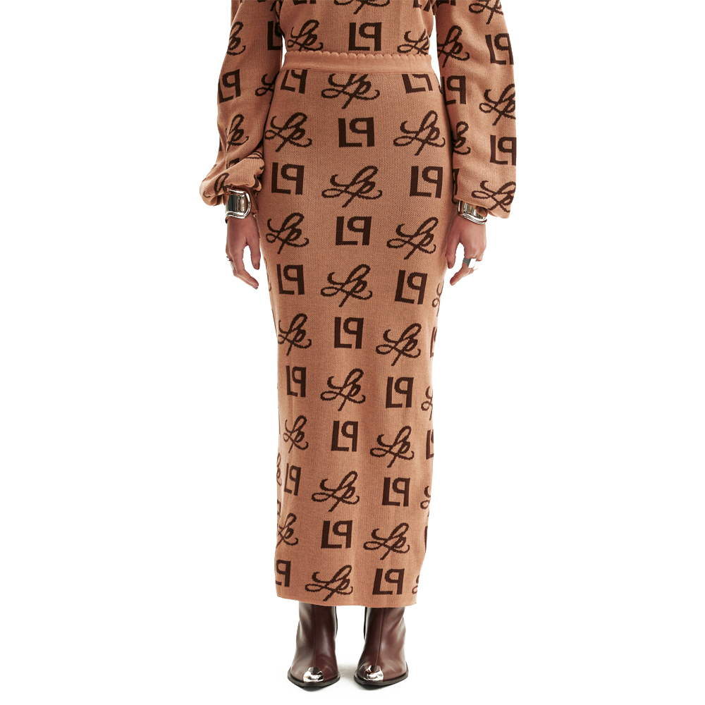 Saia Tricot Lança Perfume Super Midi OU24 Marrom Feminino