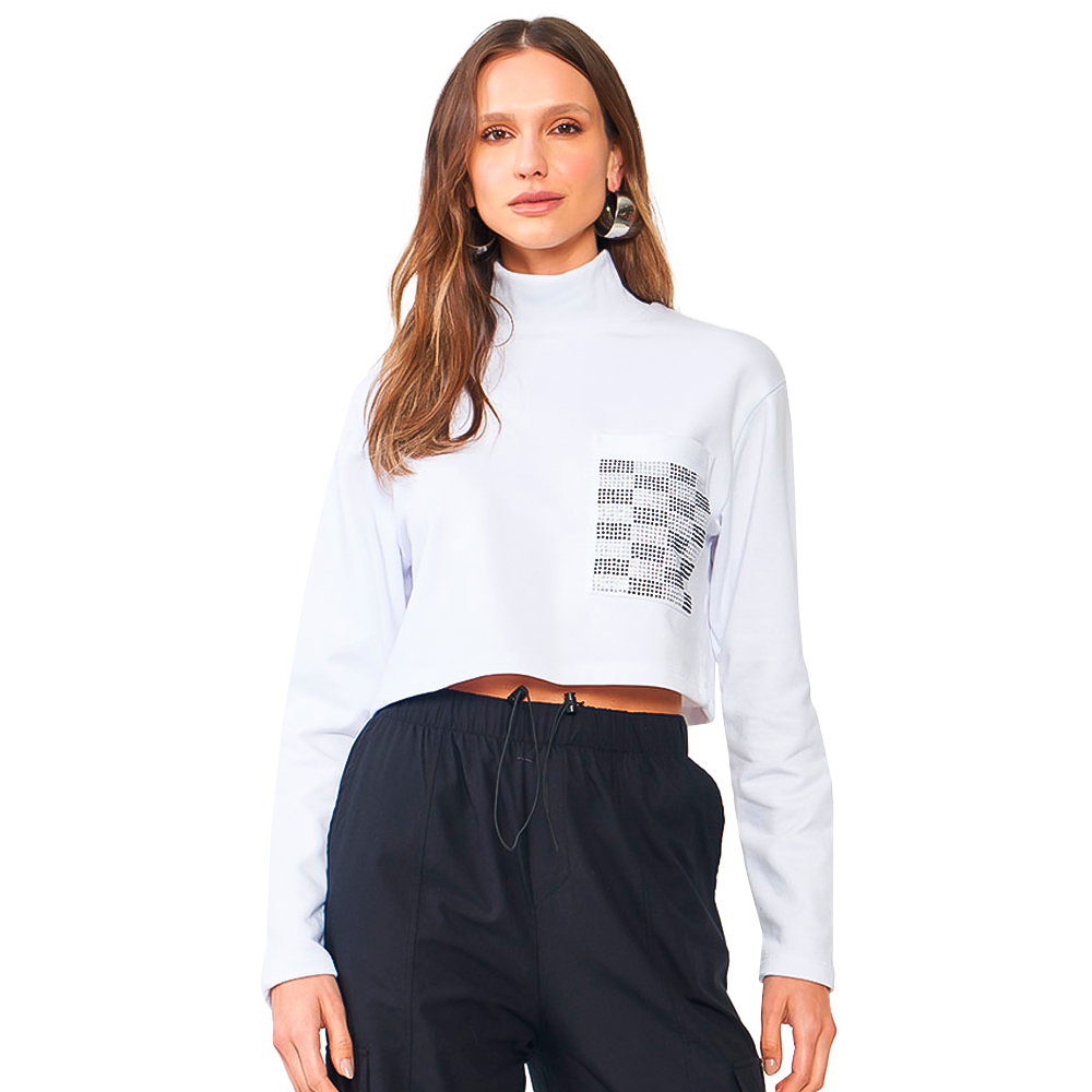 Moletom Colcci Aplicação OU24 Branco Feminino Attemporal Boutique