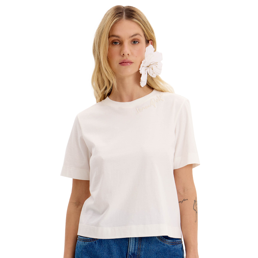 Camiseta Lança Perfume Bordada Ve25 Off White Feminino