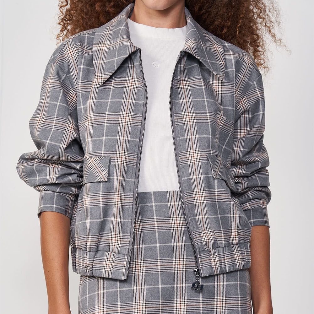 Casaco Xadrez Feminino Colcci Jaqueta Colcci Xadrez In25 Cinza - Main Image