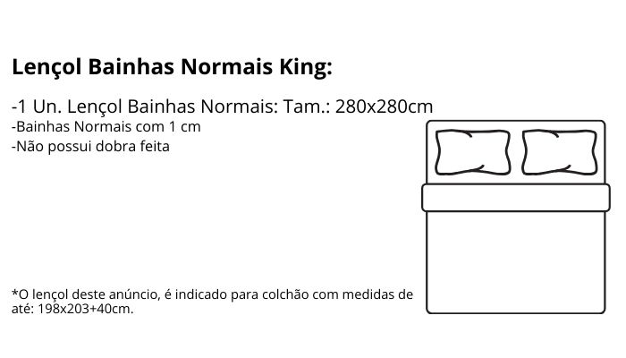 Características do Lençol King Bainhas Normais Atenas: