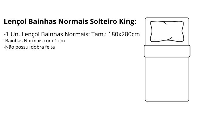 Características do Lençol Solteiro King Bainhas Normais Atenas: