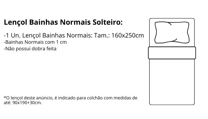 Características do Lençol Solteiro Bainhas Normais Atenas:
