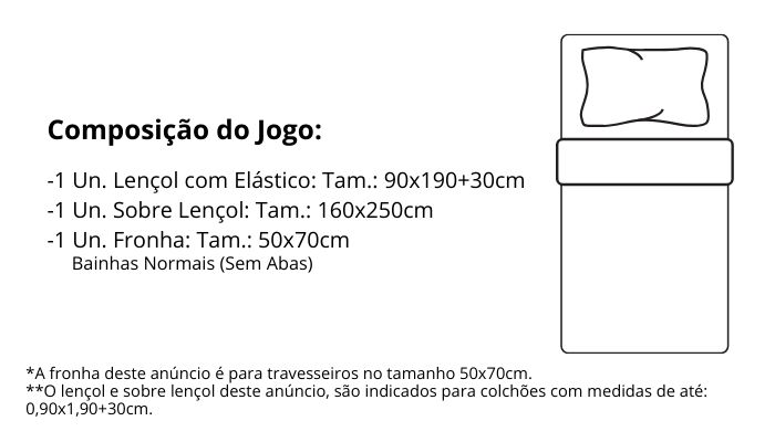 Características do Jogo de Cama Solteiro Atenas: