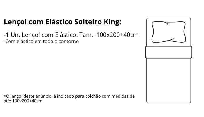 Características do Lençol King Bainhas Normais Atenas: