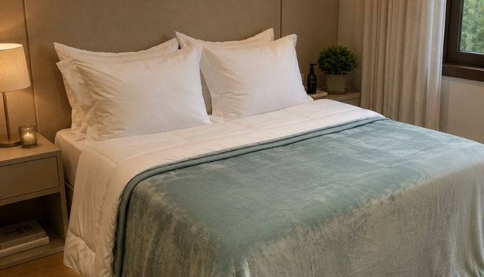 COBERTOR KING ESSENZA HOTEL FLANNEL 400G/M² VERDE PROFITEL