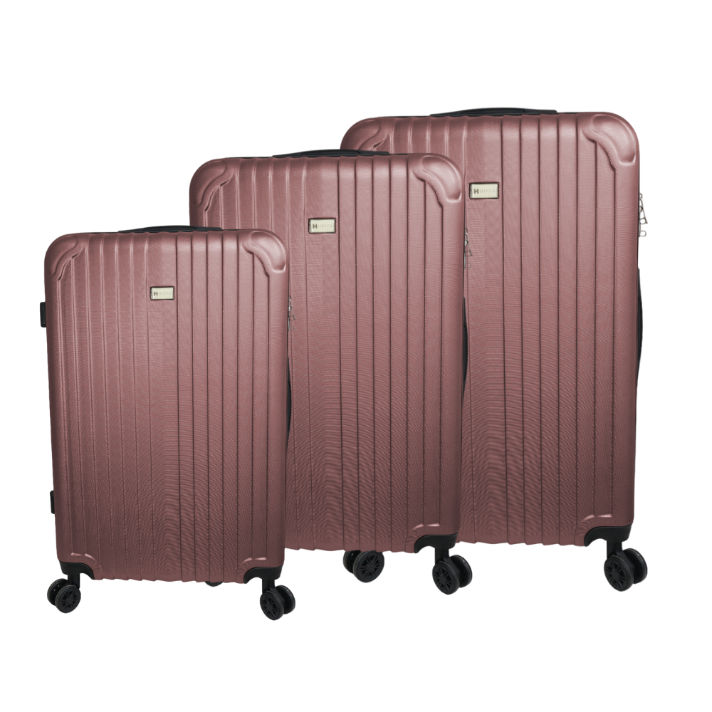 CONJUNTO DE MALAS GIRATORIAS EM ABS TAMANHOS 20/24/28 COR ROSE