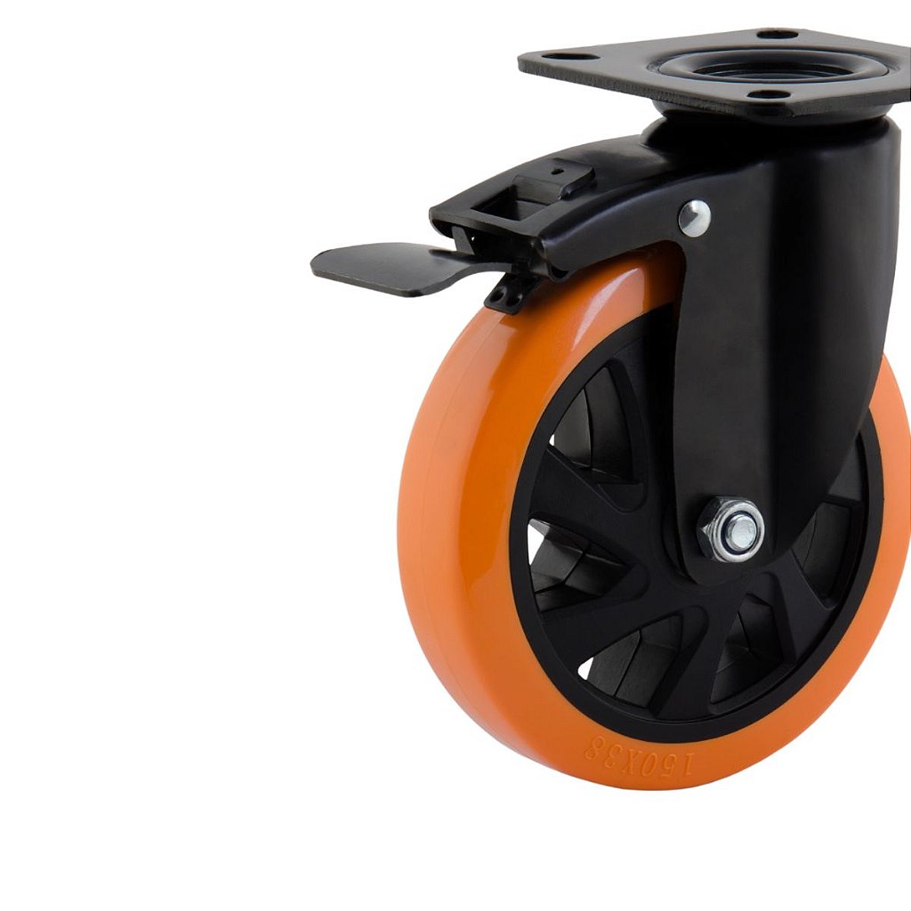 Rodizio Giratorio com Freio Glpbf 514 5 Preto Laranja Colsol