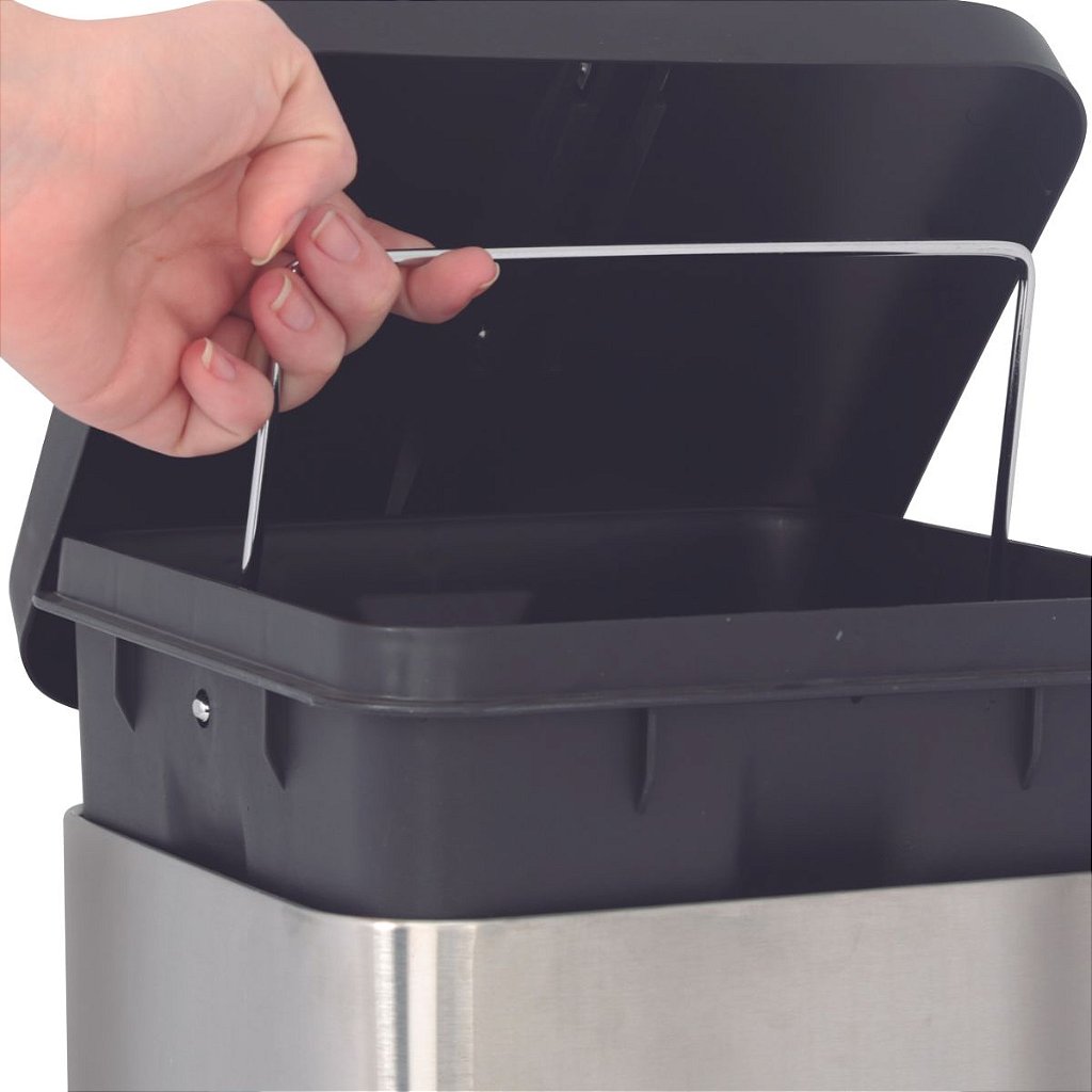 Lixeira Inox quadrada 12l Jaspe 8233 Mor | Brama - Brama Casa