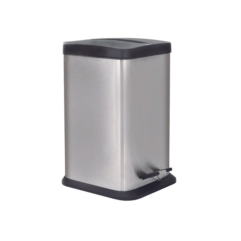 Lixeira Inox quadrada 12l Jaspe 8233 Mor | Brama - Brama Casa