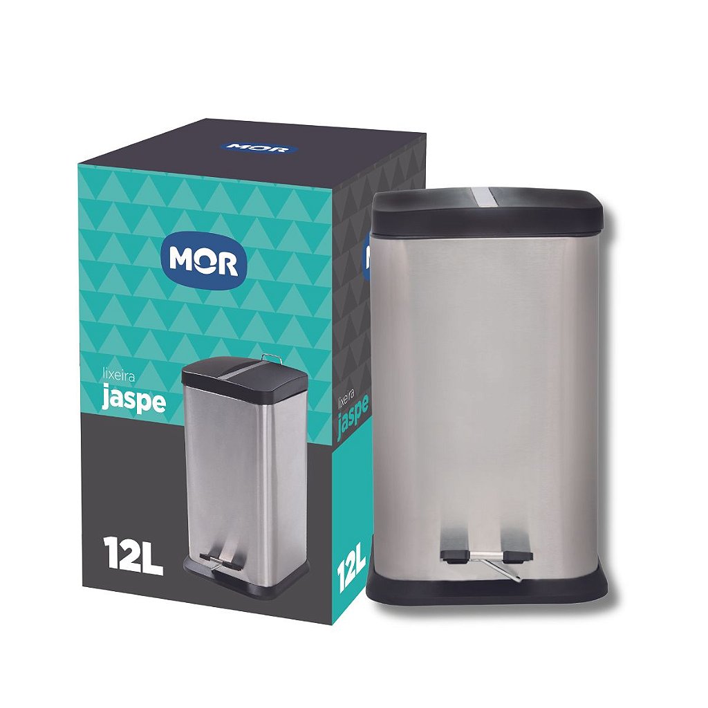Lixeira Inox quadrada 12l Jaspe 8233 Mor | Brama - Brama Casa