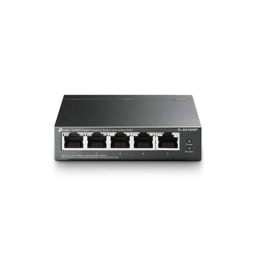 Switch TP-LINK 5 Portas Gigabit (4 Portas PoE+) - TL-SG1005P