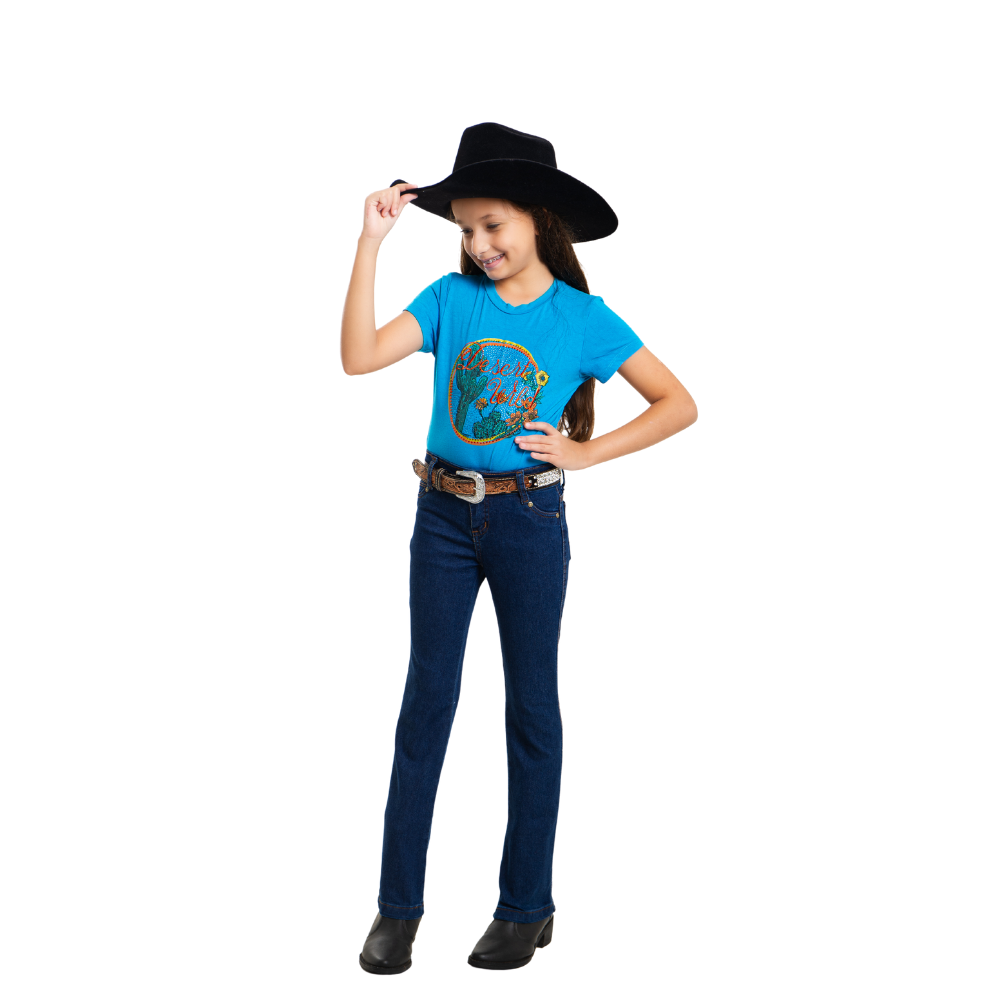 Calça Jeans Infantil Feminina Flare Country Menina Tamanho 02 ao