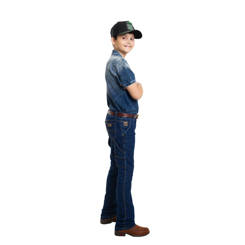 Calça Jeans Infantil Masculina Carpinteira Menino Tamanho 02 ao 16