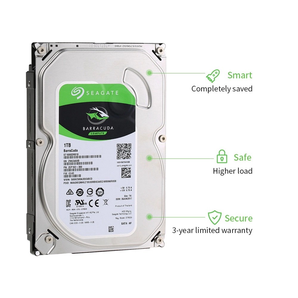 HD 1 TB SATA 3 Seagate Barracuda ST1000DM010 - Crystal Informática