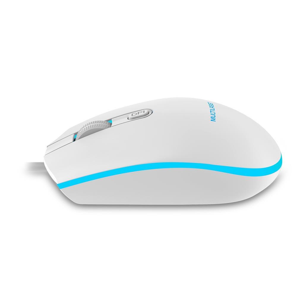 Mouse Gamer Multilaser 2400DPI 7 Cores Branco MO299 - Crystal