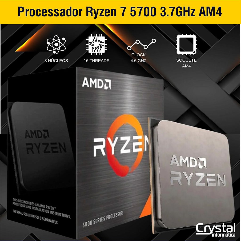 Processador AMD Ryzen 7 5700, 8 Núcleos, 4.6GHz, AM4, DDR4, PCIe