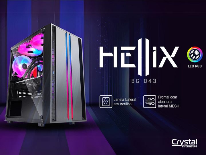 Gabinete Gamer Bluecase Hellix BG-043 Preto - Crystal Informática