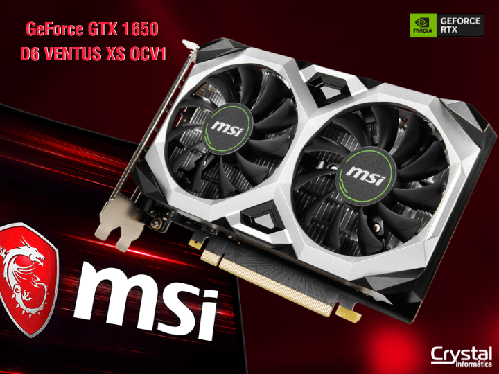 Placa de Video MSI GeForce GTX 1650 Ventus XS OCV3 - Crystal