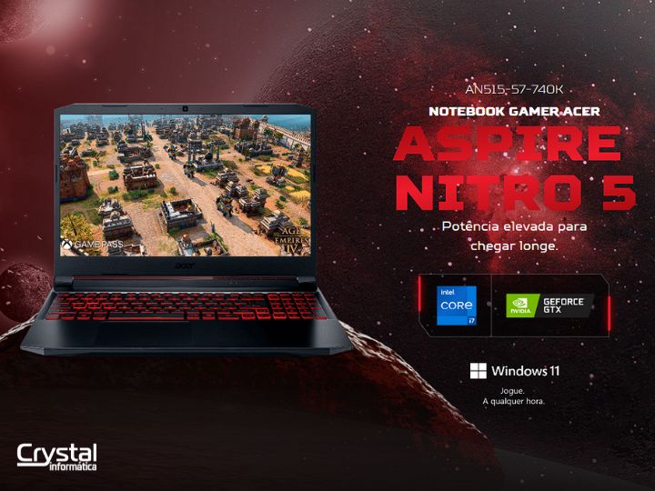 Notebook Gamer Acer Nitro 5 AN515-57-740K - Crystal Informática