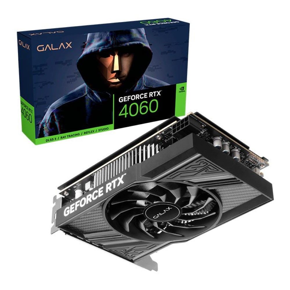 Placa de Vídeo Galax RTX 4060 1-Click OC 1X 8GB GDDR6 - Crystal