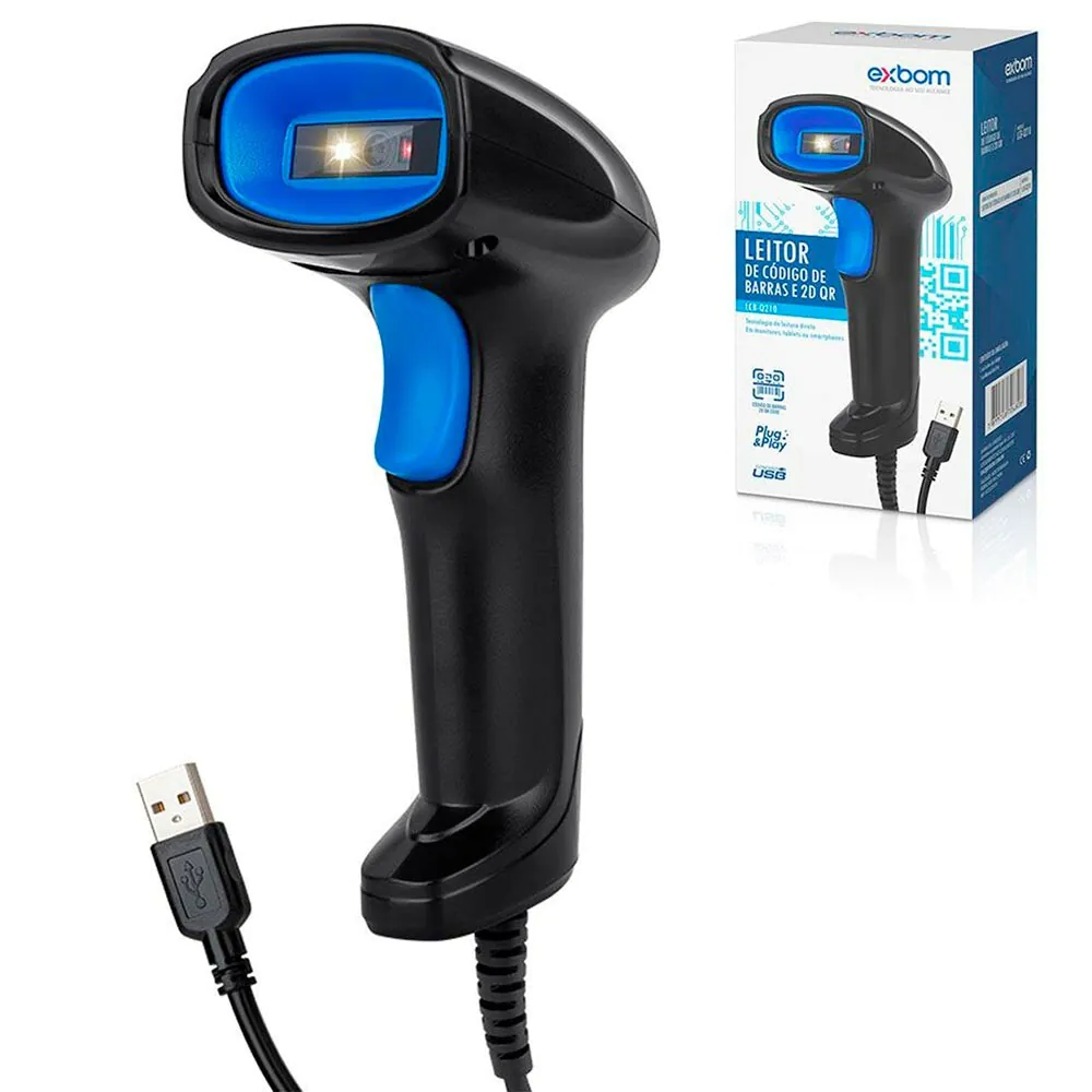 Leitor Código de Barras Exbom LCB-Q210 1D 2D USB | Alta Velocidade - Crystal  Informática
