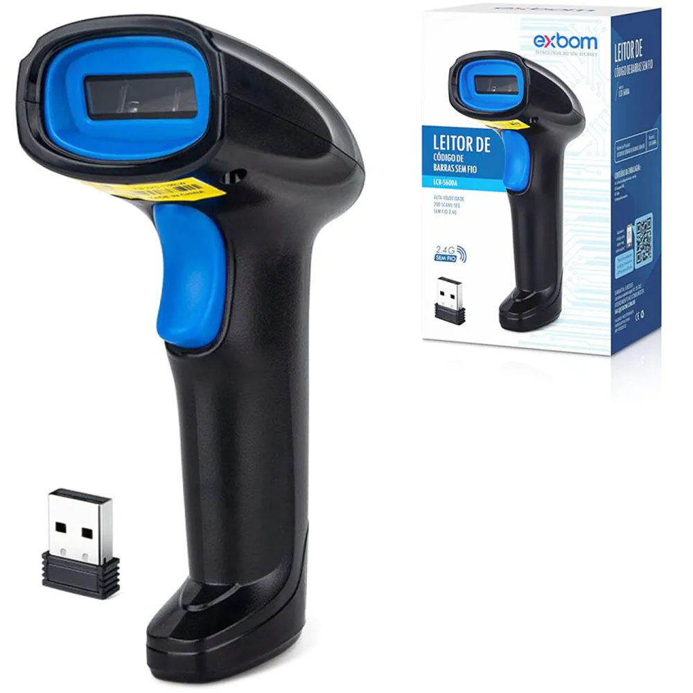 Leitor de Código de Barras Sem Fio Exbom LCB-S600A - Crystal