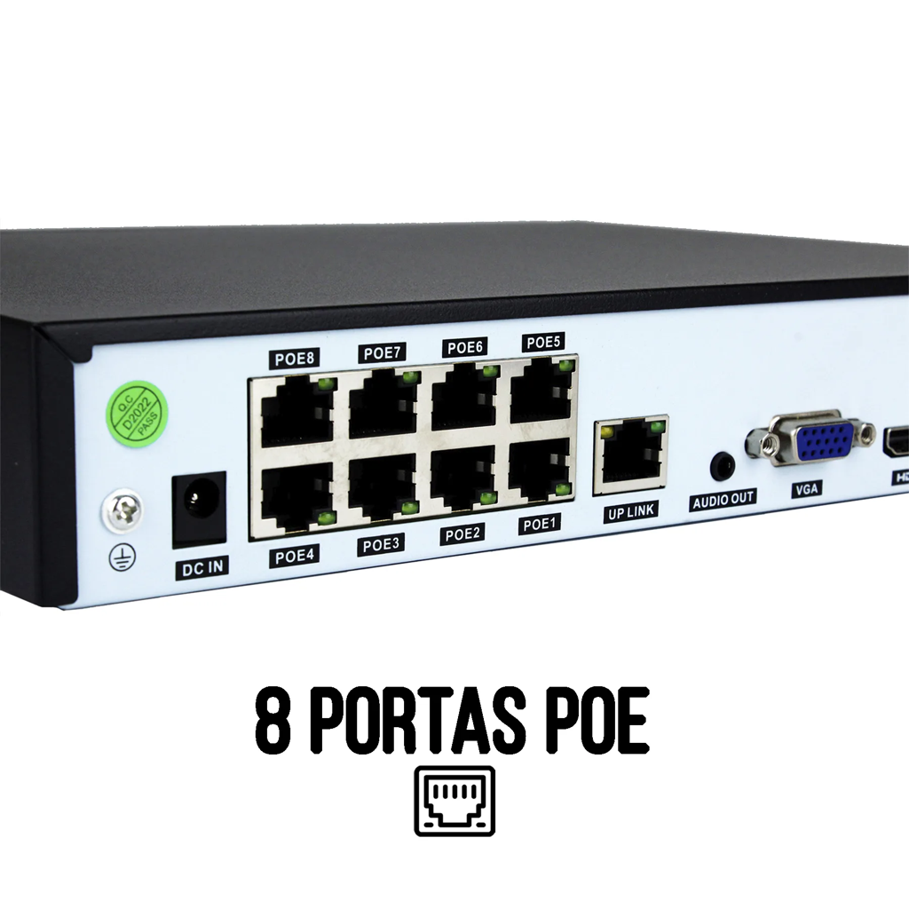 NVR 8 Câmeras PoE Haiz HZ-NVRPOE-08CH, Ultra HD 4K, Detecção