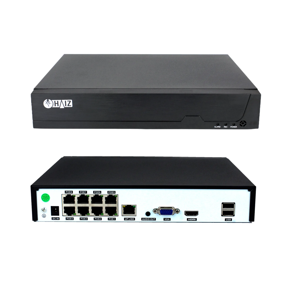 NVR 8 Câmeras PoE Haiz HZ-NVRPOE-08CH, Ultra HD 4K, Detecção