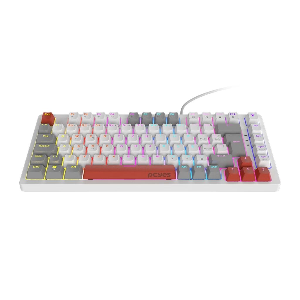 Teclado Mecânico Gamer 75% Pcyes Kirin White Ghost Switch Blue LED