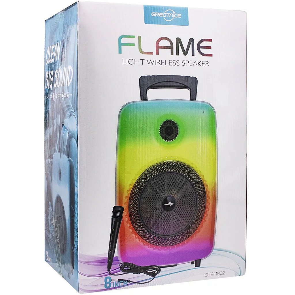 Caixa Som Bluetooth FLAME 10W Subwoofer 8