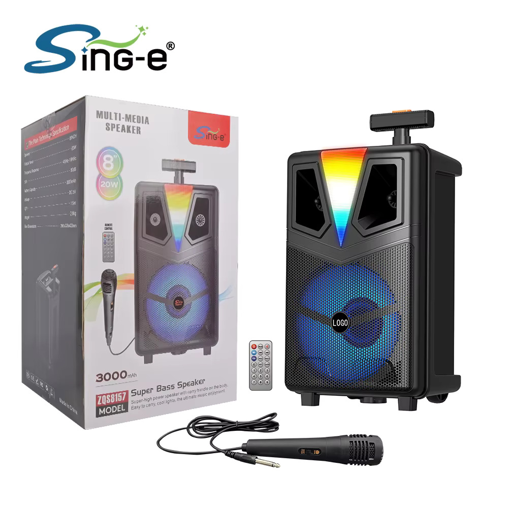 Caixa de Som Bluetooth com Microfone e Luzes RGB | Sing-e ZQS-8157