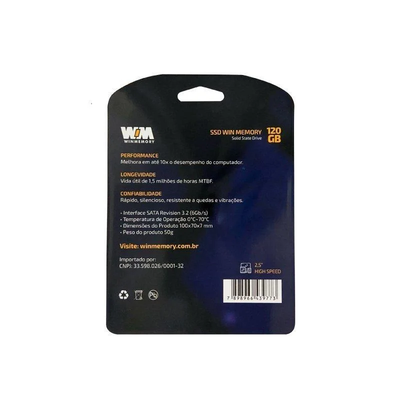 SSD Winmemory 120GB SWR120G-DS1 | 520MB/s SATA III - Crystal