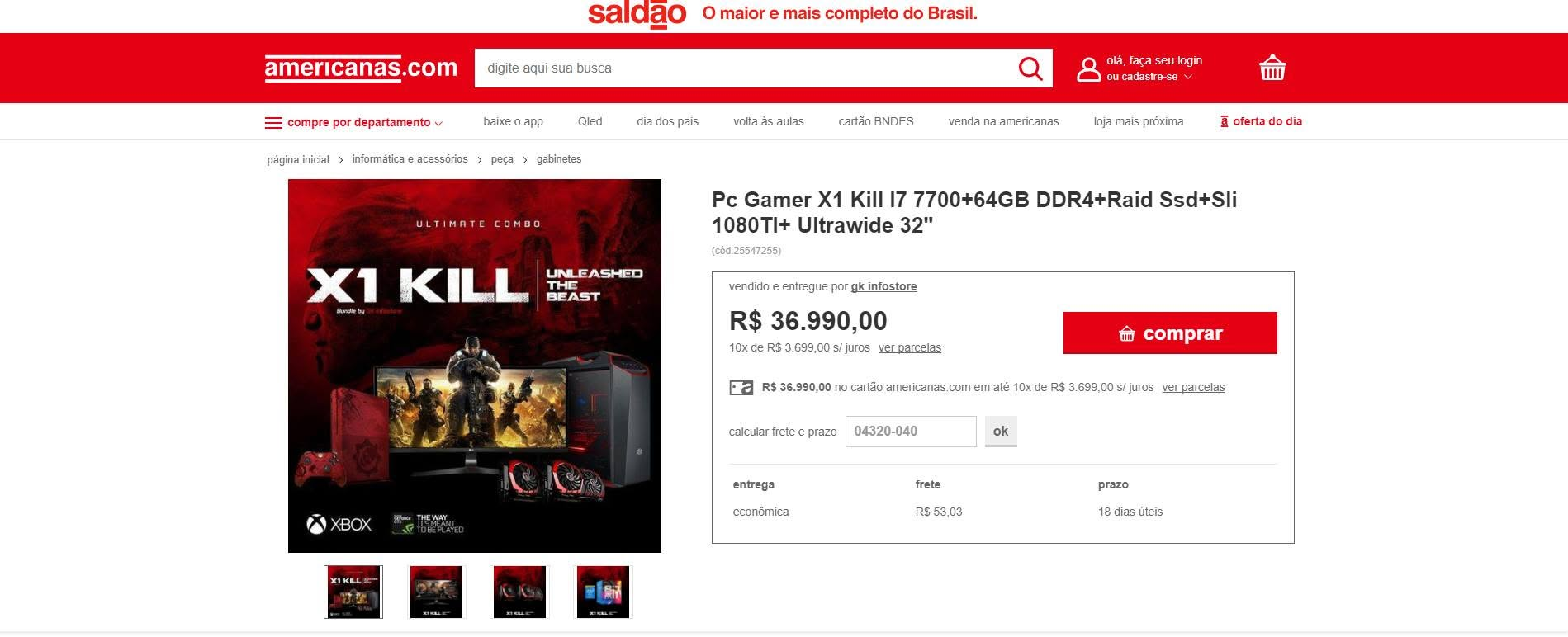 Computador X1 Kill da GK Infostore