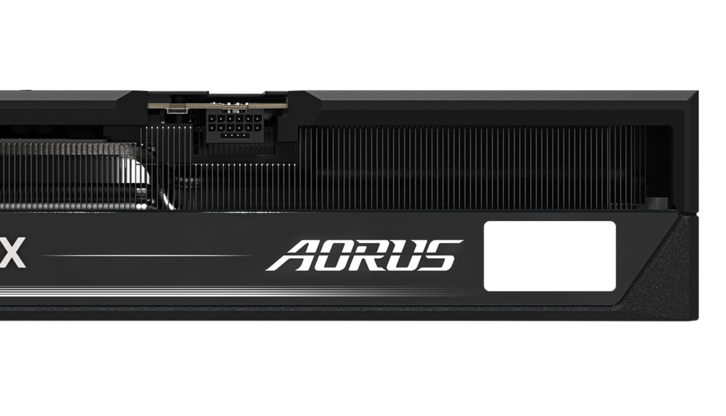 RTX 5090 Aorus Master — detalhe lateral com iluminação RGB AORUS