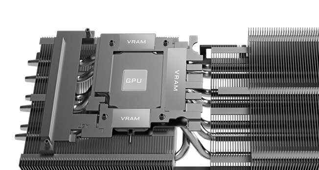 Heatsink interno da Aorus Master — VRAM, GPU e dissipador