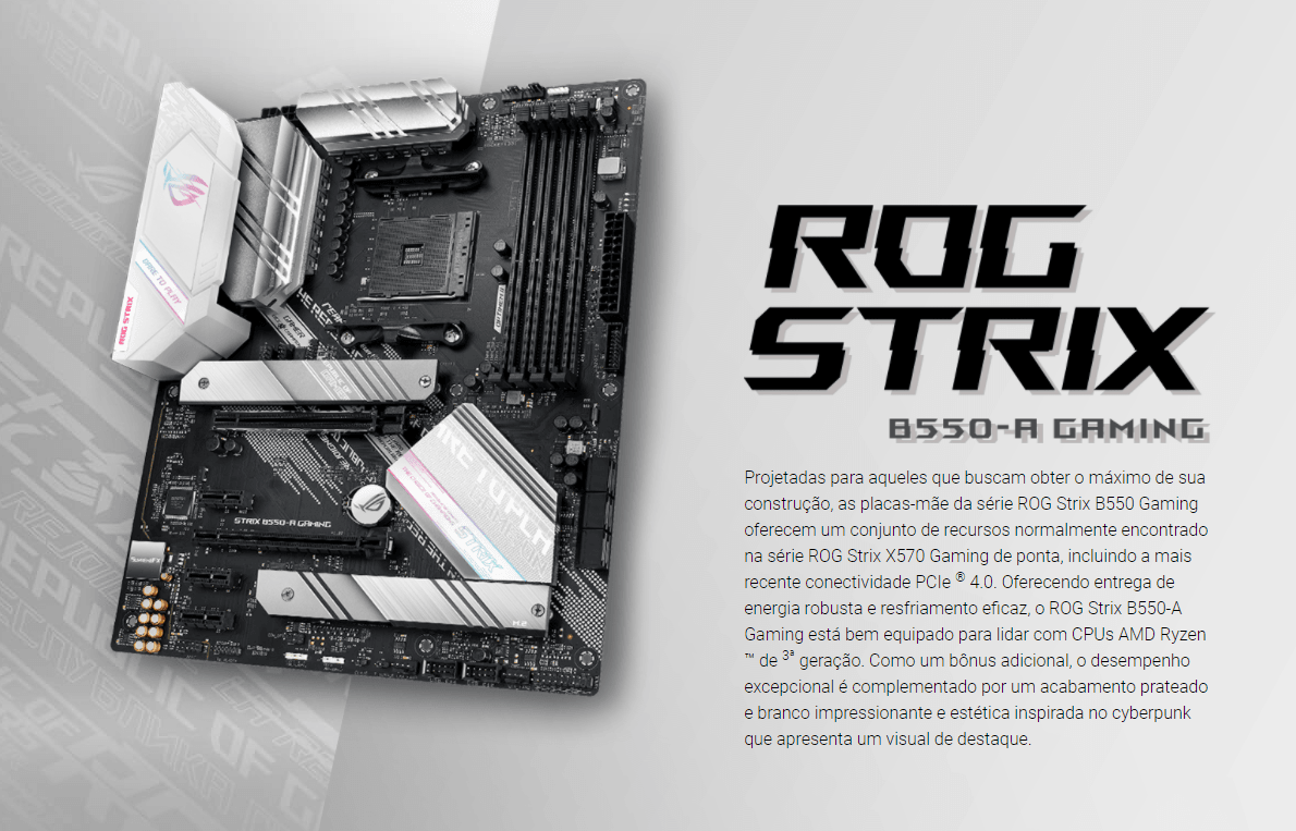 Placa Mãe Asus ROG Strix B550-A Gaming AM4 DDR4 ATX | GK Infostore