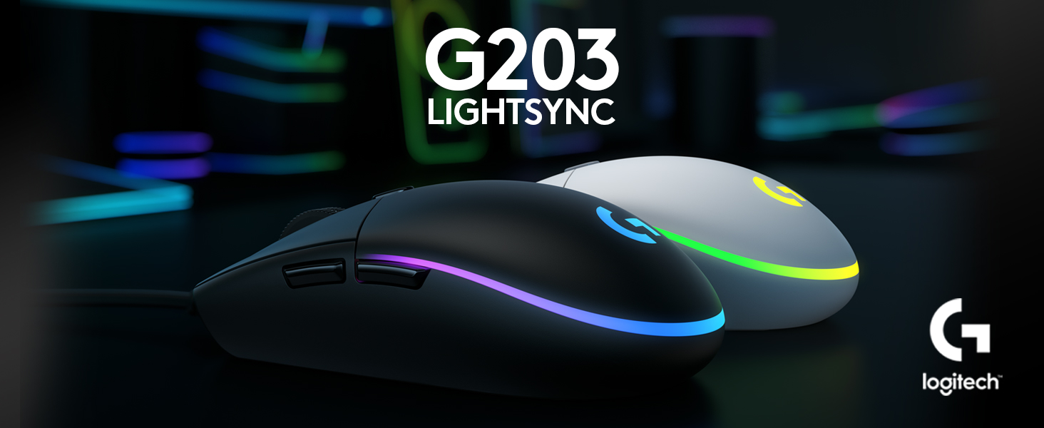 Mouse Gamer Logitech G203 LIGHTSYNC RGB, Efeito de Ondas de Cores, 6 Botões Programáveis e Até 8.000 DPI - Preto | Amazon.com.br