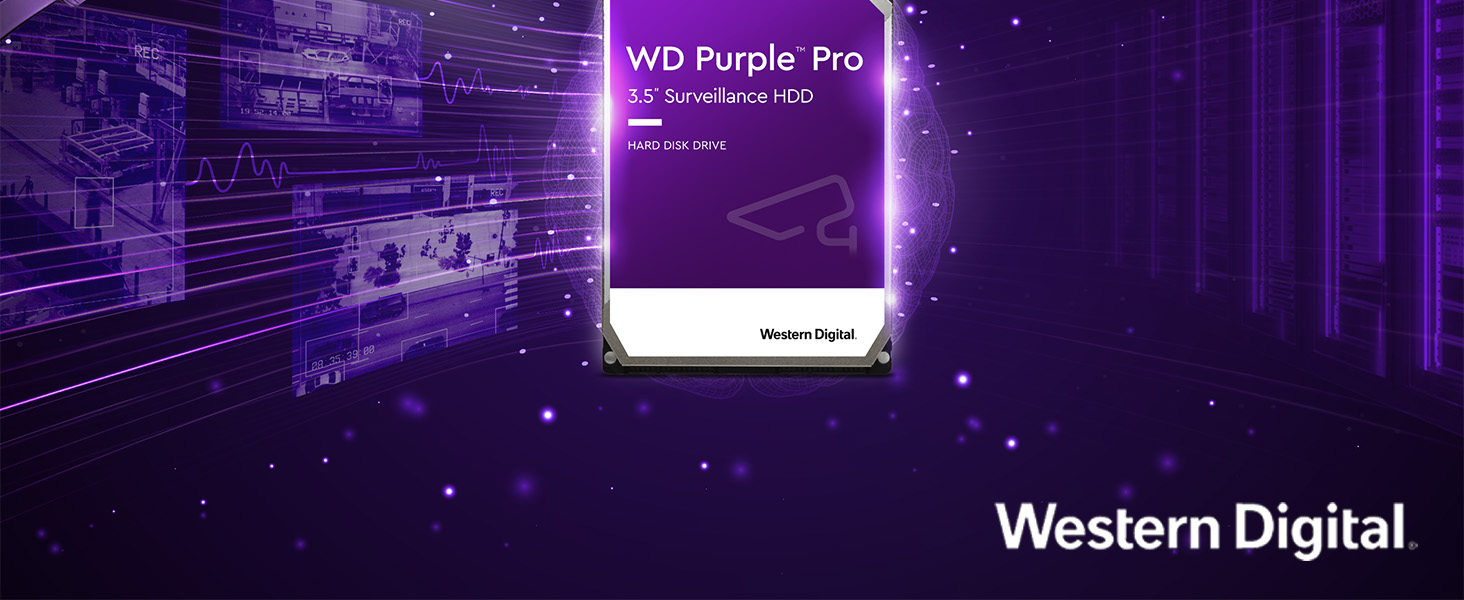 WD Purple Pro 3.5 Vigilância HDD Vídeo inteligente tornado mais inteligente Desempenho profissional para análises avançadas