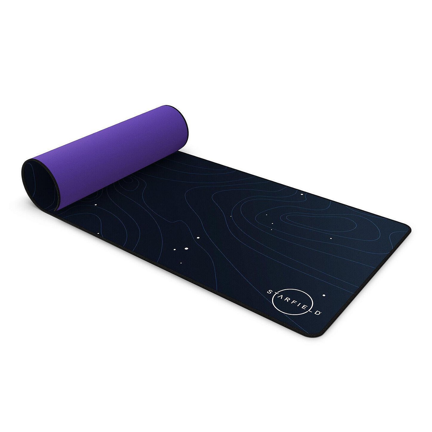 Detalhes oficiais do NZXT Starfield MXL900 com superfície escura e verso roxo